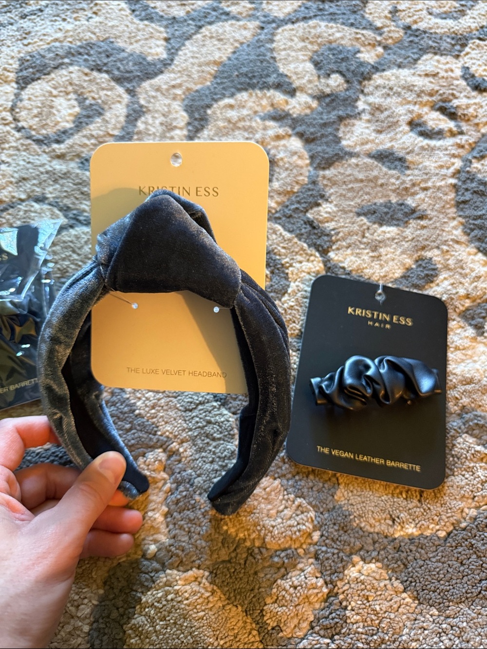 Kristin Ess Velvet Knot Headband in Charcoal Gray